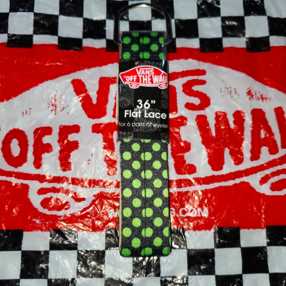 COPY - Vans 36" Black with Lime Green Polka Dots Flat Laces